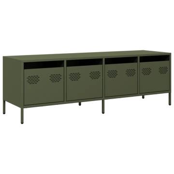 Olive Green TV Cabinet - Industrial Style & Storage Solution