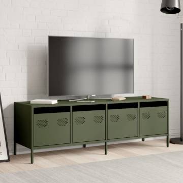 Olive Green TV Cabinet - Industrial Style & Storage Solution