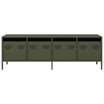 Olive Green TV Cabinet - Industrial Style & Storage Solution