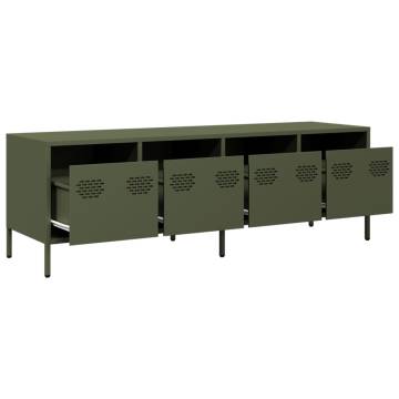 Olive Green TV Cabinet - Industrial Style & Storage Solution