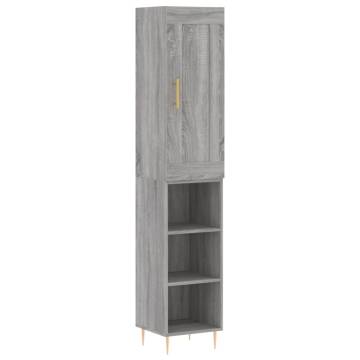 Stylish Highboard Grey Sonoma - 34.5x34x180 cm Engineered Wood