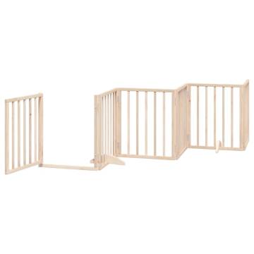 Dog Gate with Door - Foldable 6 Panels 300 cm Poplar Wood