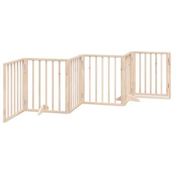 Dog Gate with Door - Foldable 6 Panels 300 cm Poplar Wood