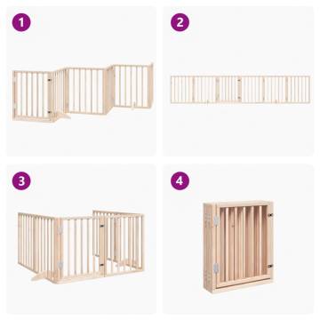 Dog Gate with Door - Foldable 6 Panels 300 cm Poplar Wood