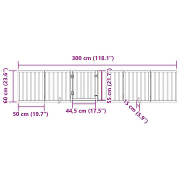 Dog Gate with Door - Foldable 6 Panels 300 cm Poplar Wood