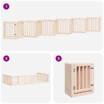 Foldable Dog Gate with Door - 600 cm Poplar Wood | Hipo Market