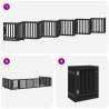 Foldable Dog Gate with Door - 12 Panels Black 600 cm