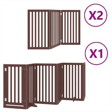 Foldable Dog Gate with Door - 600 cm Poplar Wood