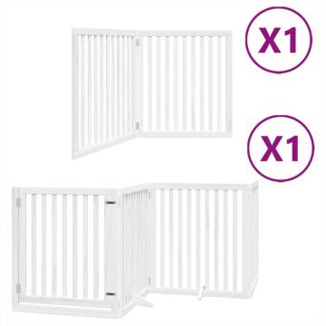 Foldable Dog Gate with Door - 480 cm Poplar Wood | Hipomarket