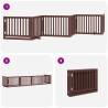 Dog Gate with Door - Foldable 6 Panels, Brown | Hipomarket