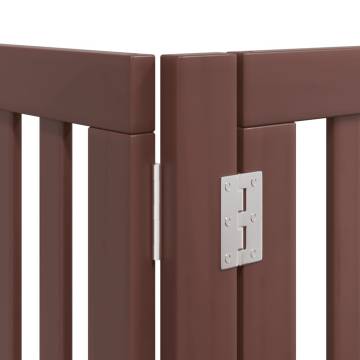 Dog Gate with Door - Foldable 6 Panels, Brown | Hipomarket