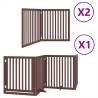 Dog Gate with Door - Foldable 8 Panels, 640 cm Brown Wood