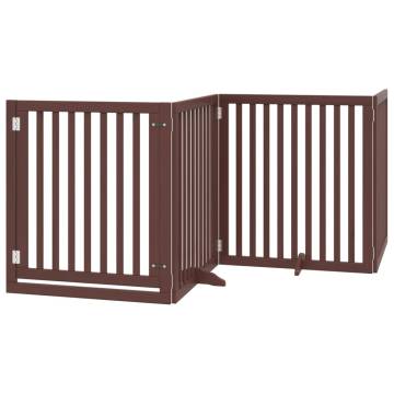 Dog Gate with Door - Foldable 8 Panels, 640 cm Brown Wood