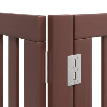 Dog Gate with Door - Foldable 8 Panels, 640 cm Brown Wood