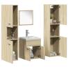  5 Piece Bathroom Furniture Set Sonoma Oak Engineered Wood Colour sonoma oak Size 41 x 38.5 x 46 cm + 30 x 30 x 130 cm Number of 1 Number of Pieces 