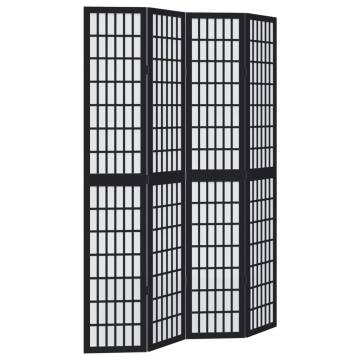 Elegant Black Solid Wood Room Divider | 4 Panels