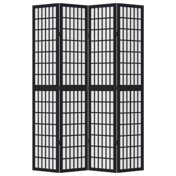 Elegant Black Solid Wood Room Divider | 4 Panels