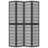 Elegant Black Solid Wood Room Divider | 4 Panels