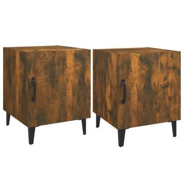 Bedside Cabinets 2 pcs Smoked Oak Engineered Wood | HipoMarket