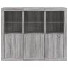 Modern Sideboards with LED Lights - 3 pcs Grey Sonoma Wood