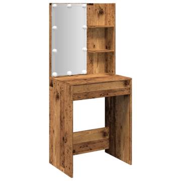 Stylish Dressing Table with LED - Old Wood 60x40x140 cm