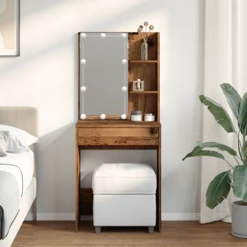 Stylish Dressing Table with LED - Old Wood 60x40x140 cm