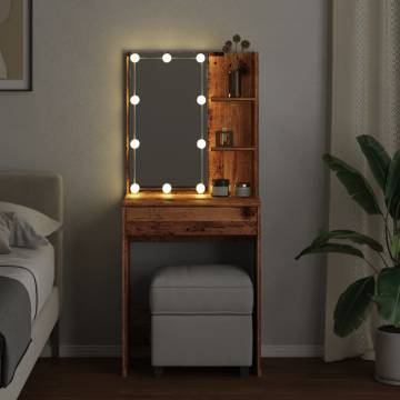 Stylish Dressing Table with LED - Old Wood 60x40x140 cm