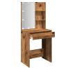 Stylish Dressing Table with LED - Old Wood 60x40x140 cm