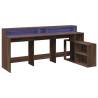 LED Desk with Storage - Brown Oak 200x104 cm | HipoMarket