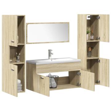 5 Piece Bathroom Furniture Set - Sonoma Oak Engineered Wood