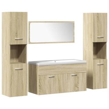 5 Piece Bathroom Furniture Set - Sonoma Oak Engineered Wood