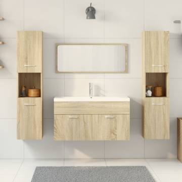 5 Piece Bathroom Furniture Set - Sonoma Oak Engineered Wood