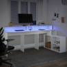 Stylish White Desk with LED Lights - 200x104x91 cm