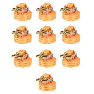 Heavy-Duty Ratchet Tie Down Straps - 10 pcs | 1 Tonnes - Orange