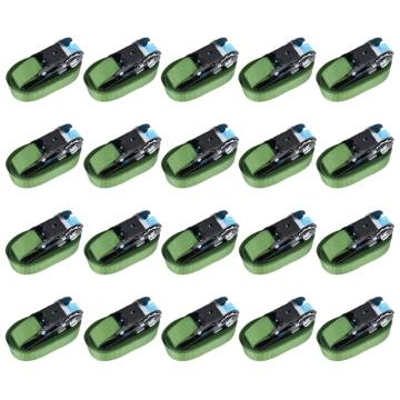 Heavy-Duty Ratchet Tie Down Straps - 20 pcs, 800 daN, 6 m Green