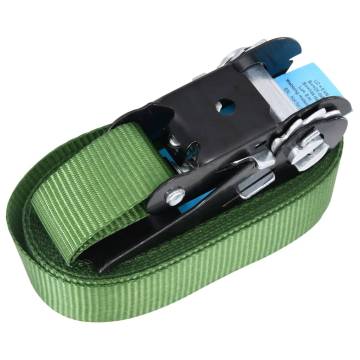 Heavy-Duty Ratchet Tie Down Straps - 20 pcs, 800 daN, 6 m Green