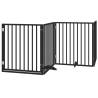 Foldable Dog Gate with Door - Black 320 cm Poplar Wood