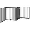 Foldable Dog Gate with Door - Black 320 cm Poplar Wood