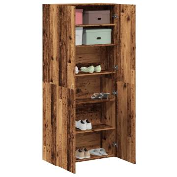 Shoe Cabinet Old Wood 80x35.5x180 cm - Stylish Storage Solution