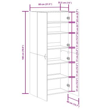 Shoe Cabinet Old Wood 80x35.5x180 cm - Stylish Storage Solution