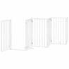 Foldable Dog Gate with Door - 6 Panels, 300 cm White Poplar Wood