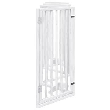 Foldable Dog Gate with Door - 6 Panels, 300 cm White Poplar Wood