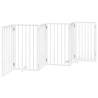 Foldable Dog Gate with Door - 6 Panels, 300 cm White Poplar Wood