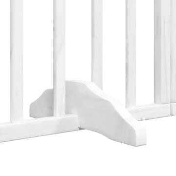 Foldable Dog Gate with Door - 6 Panels, 300 cm White Poplar Wood