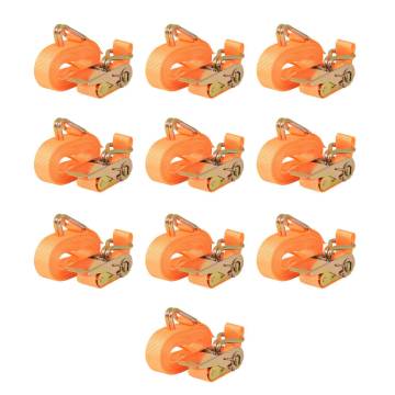 Heavy-Duty Ratchet Tie Down Straps - 10pcs, 0.4 Tonnes, Orange