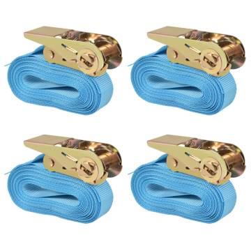 4 pcs Ratchet Tie Down Straps - 0.8 Tonnes 6mx25mm Blue