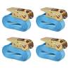 4 pcs Ratchet Tie Down Straps - 0.8 Tonnes 6mx25mm Blue