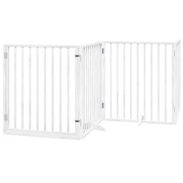 Foldable Dog Gate with Door - 320 cm White Poplar Wood