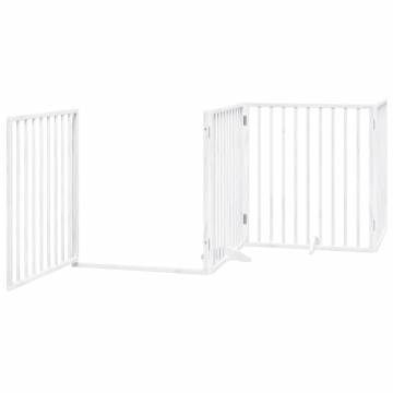 Foldable Dog Gate with Door - 320 cm White Poplar Wood