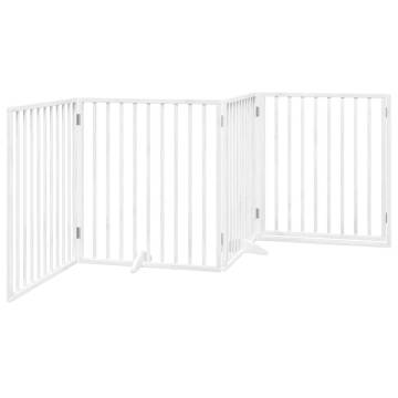 Foldable Dog Gate with Door - 320 cm White Poplar Wood